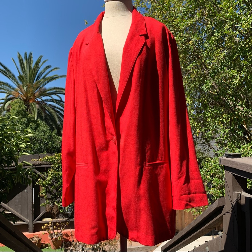 NWT SAG HARBOR Bright Red Single Button Blazer